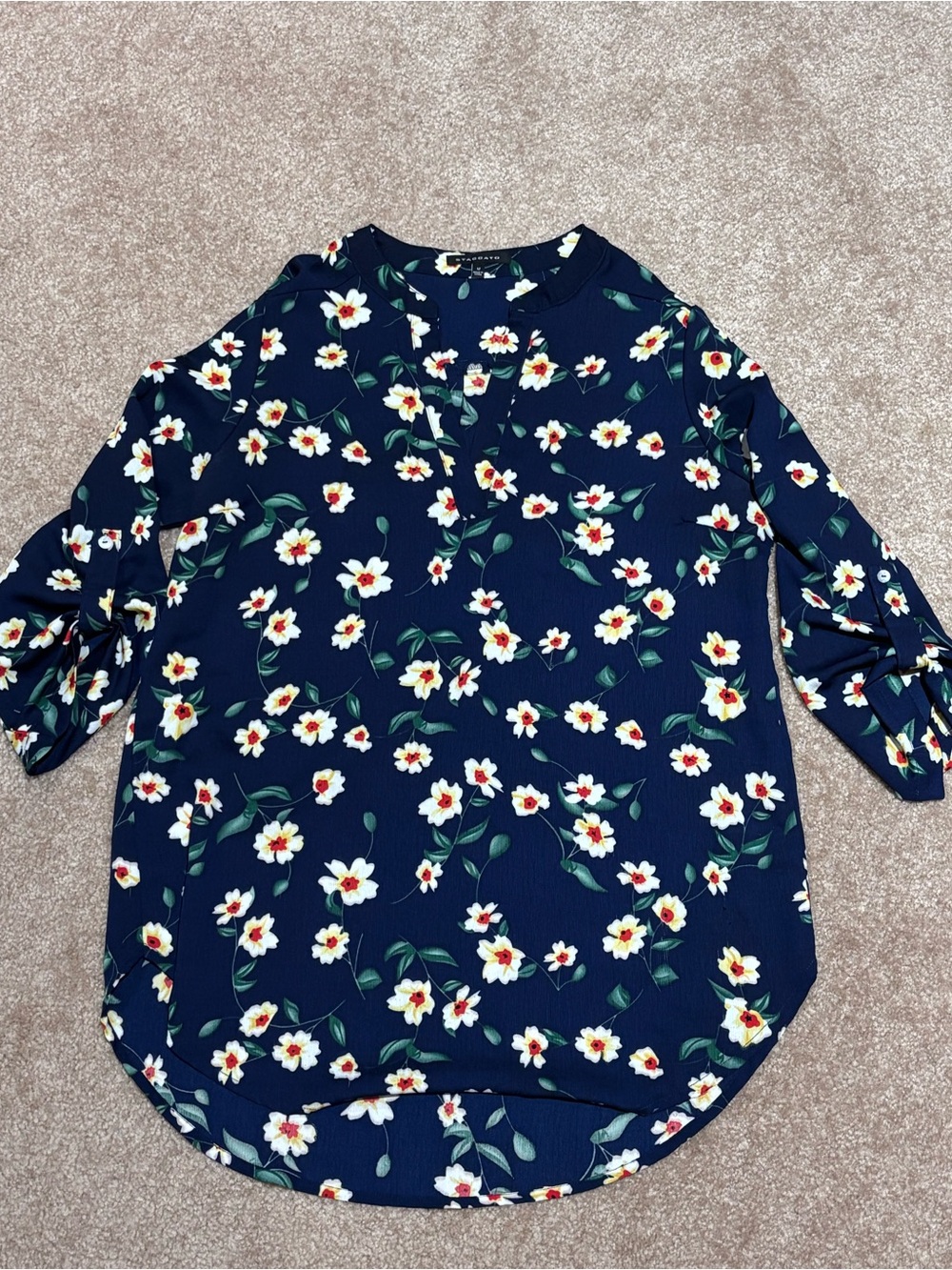 Blue Floral Tunic Style Shirt